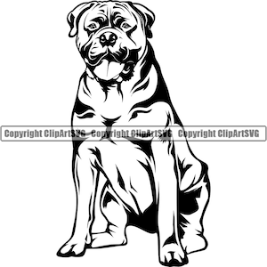 Bull Mastiff hond zitten zitten ras Happy Paw Puppy Pup huisdier K9 Bullmastiff Engels Dogue De Bordeaux Logo SVG PNG Clipart Vector knippen snijden