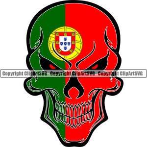 Portugal Skull Shaped Flag Portuguese Europe European Country World National Nation Love Logo Art .JPG .PNG Clip Art Design Graphic File