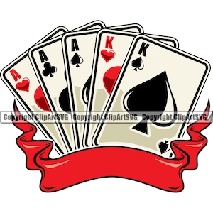 Poker Full House Boat Playing Card Gamble Casino Bet Paris Blackjack Game Design Logo SVG PNG Clipart Vector Cricut Cut Cutting