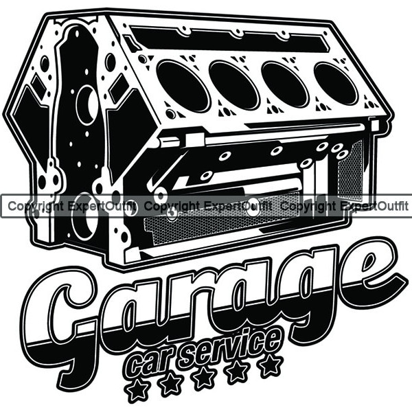 Mechanic Logo Engine Block Auto Car Biker Motorcycle Fix Repair Service Shop Garage Tool Sales .SVG .PNG Clipart Vector Cut Cricut Cutting