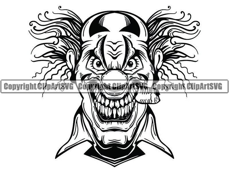Evil Clown 10 Skull Death Evil Kill Killer Tattoo Circus | Etsy