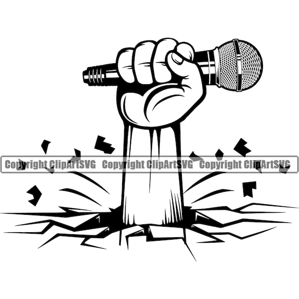 Microphone Logo #14 Hand Holding Mic Singer Audio Sound Recording Record Music Studio Equipment Radio .SVG .PNG Vector Cricut Cut Cutting