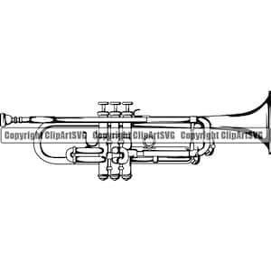 Trompete #6 Horn Musikinstrument Klassische Jazz Musik Musiker Logo .SVG .EPS Sofortige Digitale Clipart Vektor Cricut Schneiden Download Datei