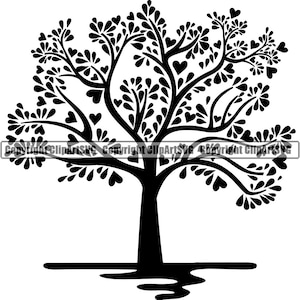 Árbol Amor Corazón Familia Cuidado Hoja Naturaleza Crecer Planta Vida Primavera Marco Pared Arte Decoración Diseño Tarjeta Cita Logotipo SVG PNG Vector Cricut Corte Corte