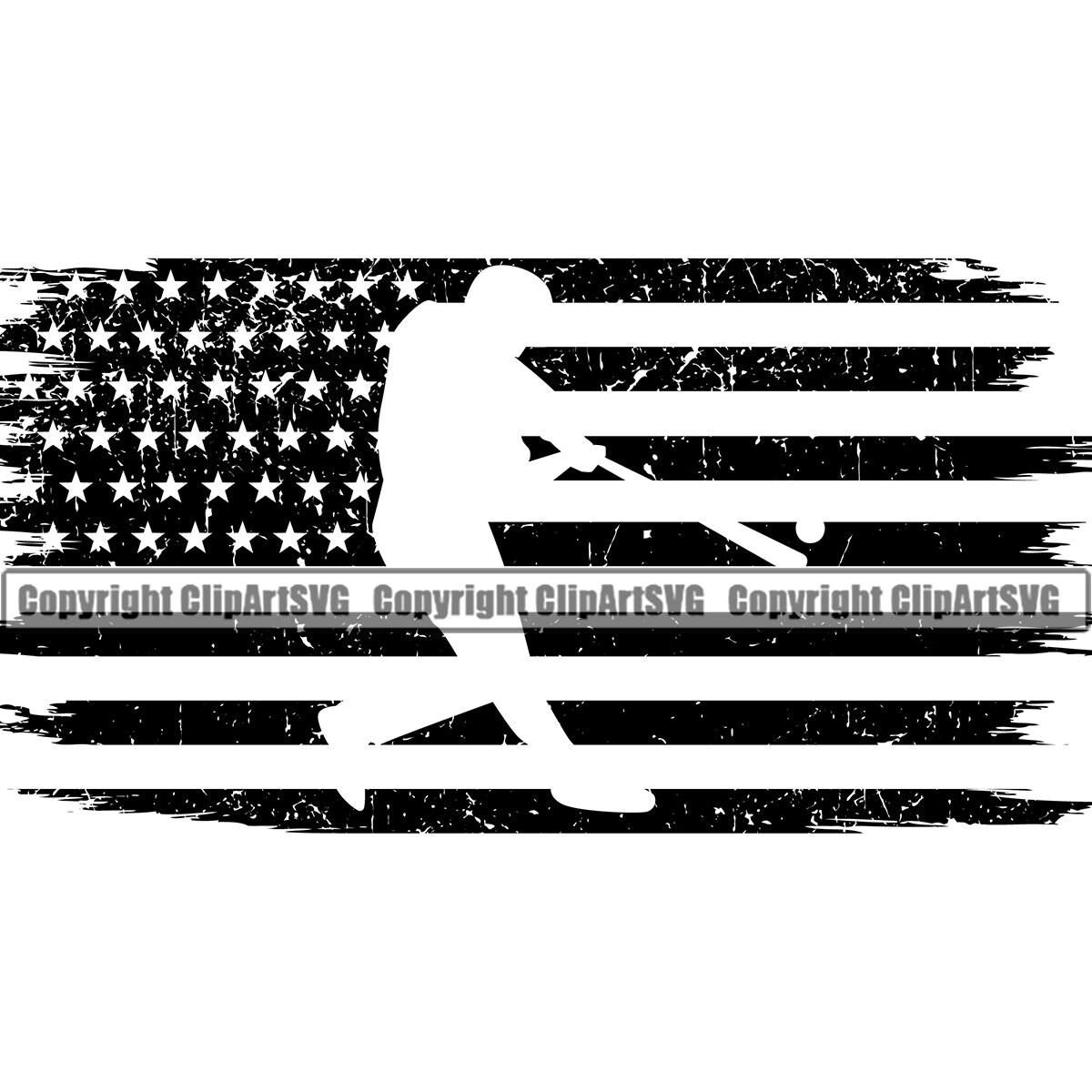 Baseball Bat USA United States America American Flag Sports Game Player Athlete Ball Design Logo SVG Clipart Vector Cricut Cut Cutting File