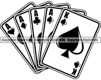 トランプを持つ手 - 4 つのエース (ポーカー デザイン)。Cricut 用の
