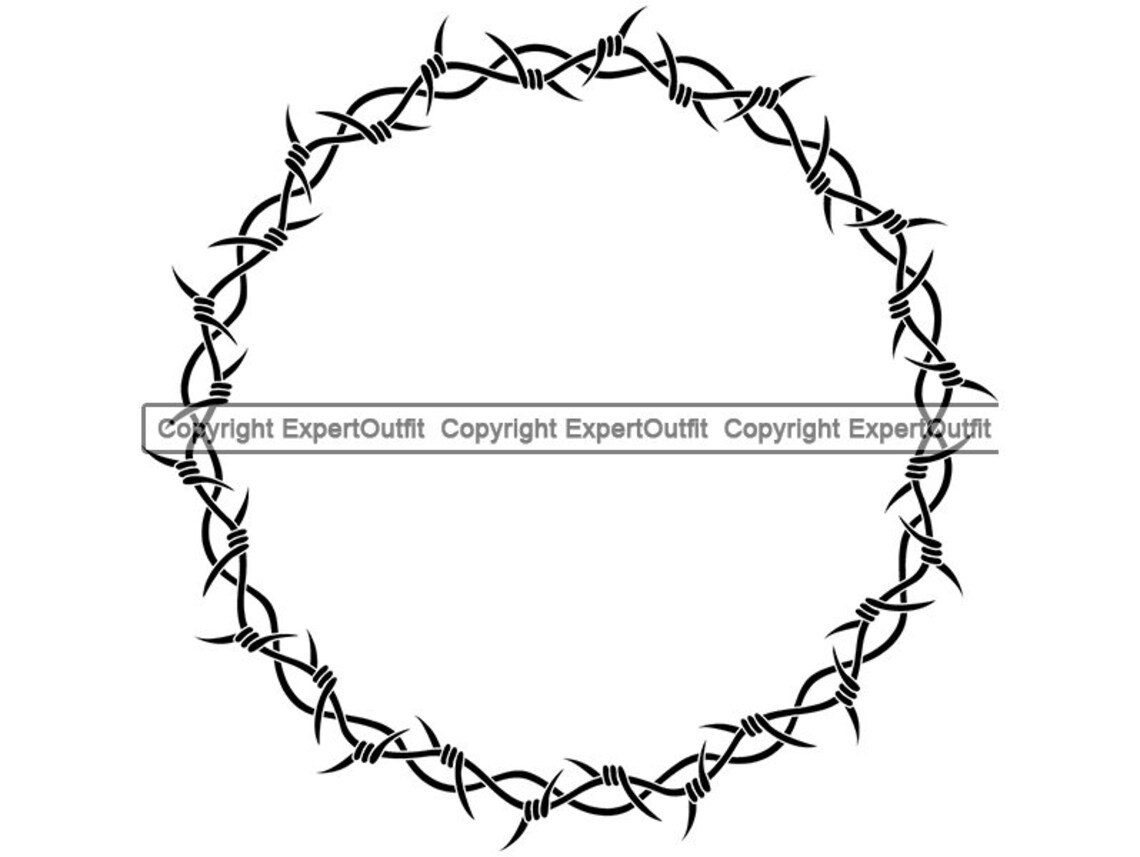 Barbed Wire Circle Frame Razor Fence Fencing Barb Bob Security Etsy