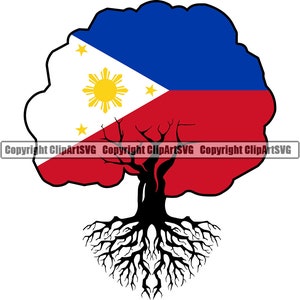 Philippines Filipino Tree Roots Family Home Flag Country World Nation Map Sign Design Element Art Logo SVG PNG Clipart Vector Cutting Cut