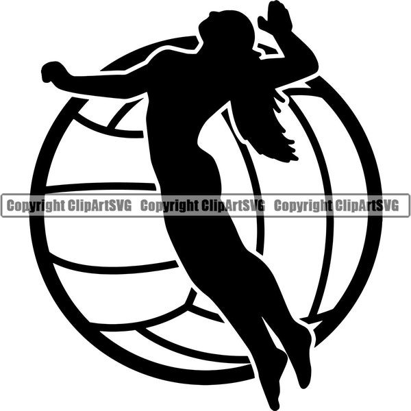 Volleyball Logo #4 Female Womens Girls Ball Player Sport Team Sport Competition Tournament School Beach Game.SVG .EPS .PNG Vector Cricut Cut