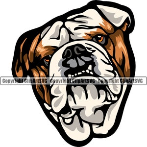 Engelse Bulldog hondenras hoofd gezicht schattige Paw Puppy Pup huisdier kunst Bordeauxdog Bull Mastiff Logo SVG PNG Clipart Vector knippen snijden bestand