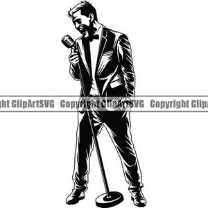 Cantante #4 Hombre Cantando Concierto Escenario Micrófono Hombre Intérprete Músico Rock Canción Música Vocal Logo.SVG .PNG Clipart Vector Cricut Corte Corte