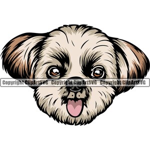 Shih Tzu chien race souriant chiot animal animal de compagnie chien heureux Pedigree pure race canin mignon Art oeuvre Logo JPG PNG. SVG Clipart vectoriel graphique