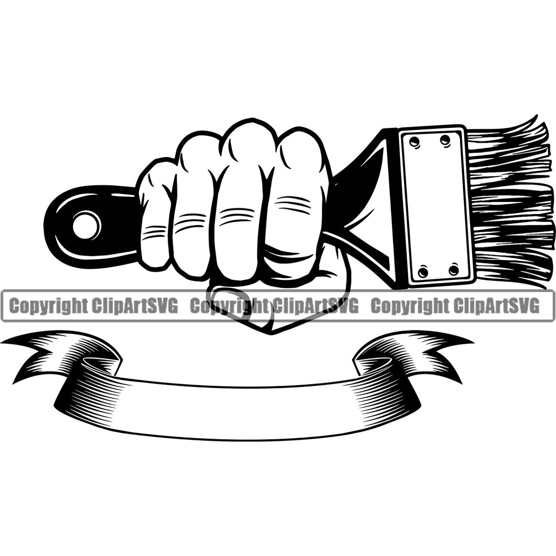 Hand Holding Paint Brush Painter Painting Tool Handyman Work Etsy