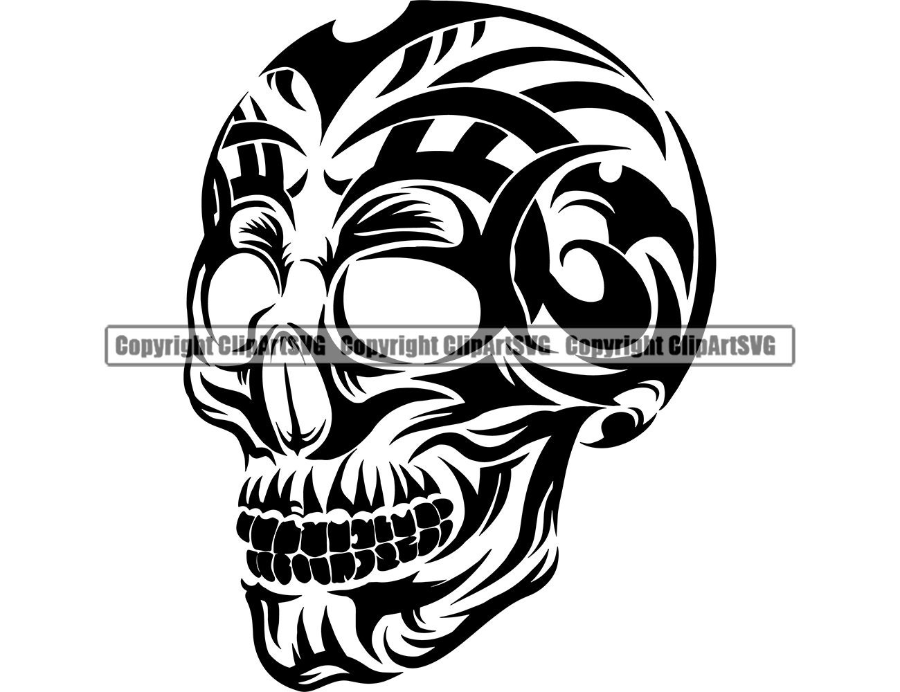 Ornate Tribal Skull Dead Evil Kill Killer Tattoo Skeleton - Etsy Singapore