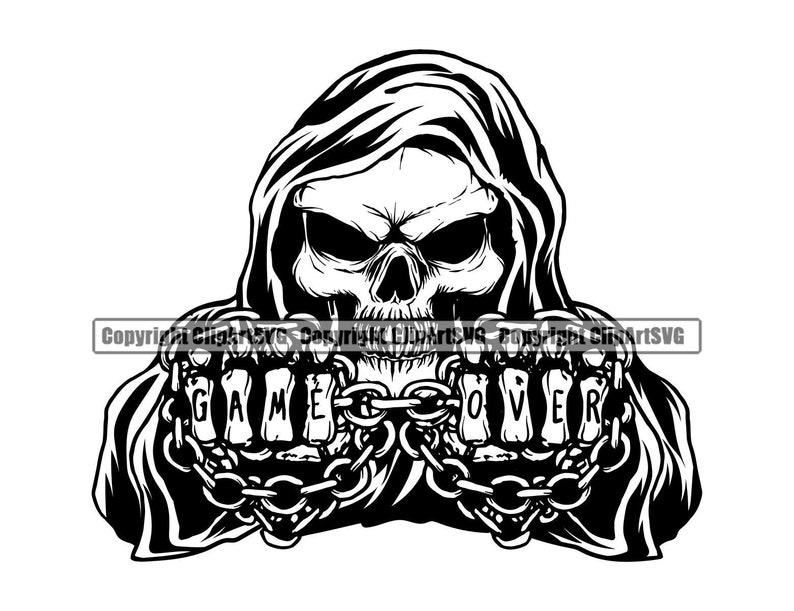 Grim Reaper Skull Skeleton Grin Grinning Game Over Chain Death image 0