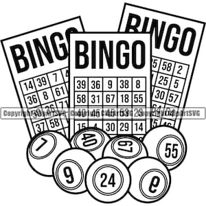 Bingokaart gokken gokker gokker kans geluk loterij Lotto bal Keno Casino weddenschap spel Logo SVG PNG Clipart Vector knippen snijden bestand