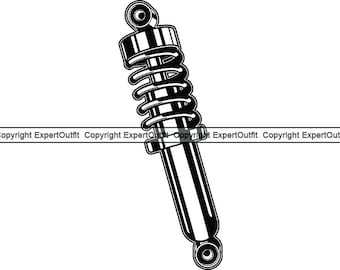 Shock Absorber #1 Part Machine Vehicle Technology Shock Auto Mechanical Black Coil Spring .SVG .PNG Clipart Vector Cut Cutting Cricut
