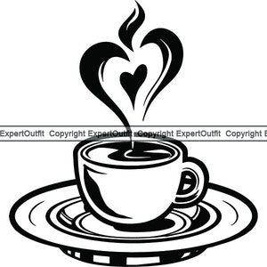 Coffee Cup #2 Heart Steam Java Roasted Beans Brew Mug Tea Food Beverage Espresso Drink Foam Logo .SVG .PNG Clipart Vector Cricut Cut Cutting