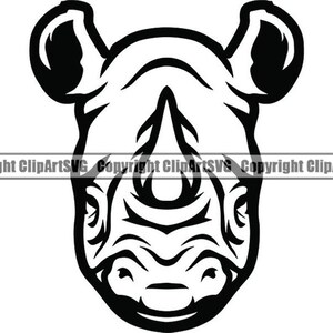 Nashorn Rhinoceros #1 Maskottchen Kopf Gesicht Tier Knurren Cartoon Schule Mannschaft Sport Tattoo Design Logo.SVG .PNG Clipart Vektor Cricut Cut Cutting