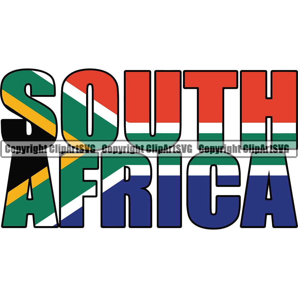South Africa African Name Word Text Flag Name Country World Etsy