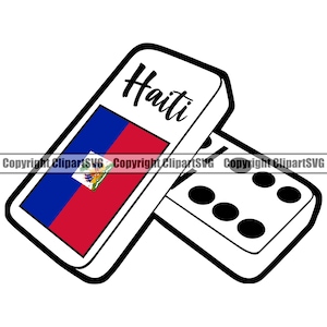 Haiti Haitian Flag Dominoes Tile Game Country World Nation Bones Art Design Element Logo SVG PNG JPG Clipart Vector Cricut Cut Cutting File