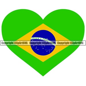 Brasilien Herzförmige Flagge Brasilianische Südamerika Land Welt National Nation Liebe Symbol Logo Kunst .JPG .PNG Clip Art Design Grafikdatei