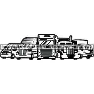Shipping Fleet #02 Trucking Truck Driver Trucker Big Rigg Semi Tractor Trailer Cab Moving Company Logo .SVG .PNG Vector Cricut Cut Cutting
