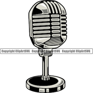 Mikrofon Nachrichten sprechen Sprechen Audio Sound Stimme Mic Musik Studio Radio TV Alt Retro Design Element Logo SVG PNG Clipart Vektor Schneiden Schneide Datei
