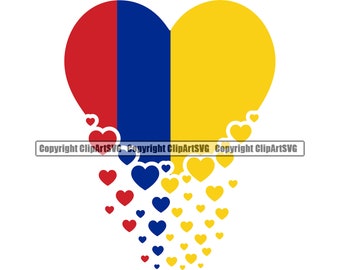 Colombia Colombian Falling Heart Shaped Flag South America Country World National Nation Design Logo JPG PNG Clipart Vector Cut Cutting File