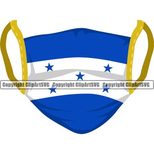 Honduras Bandera hondureña Enfermera Doctor Virus Máscara Cirugía Cubierta País Nación Mundial Mapa Signo Elemento de Diseño Logotipo SVG PNG Clipart Vector Cut