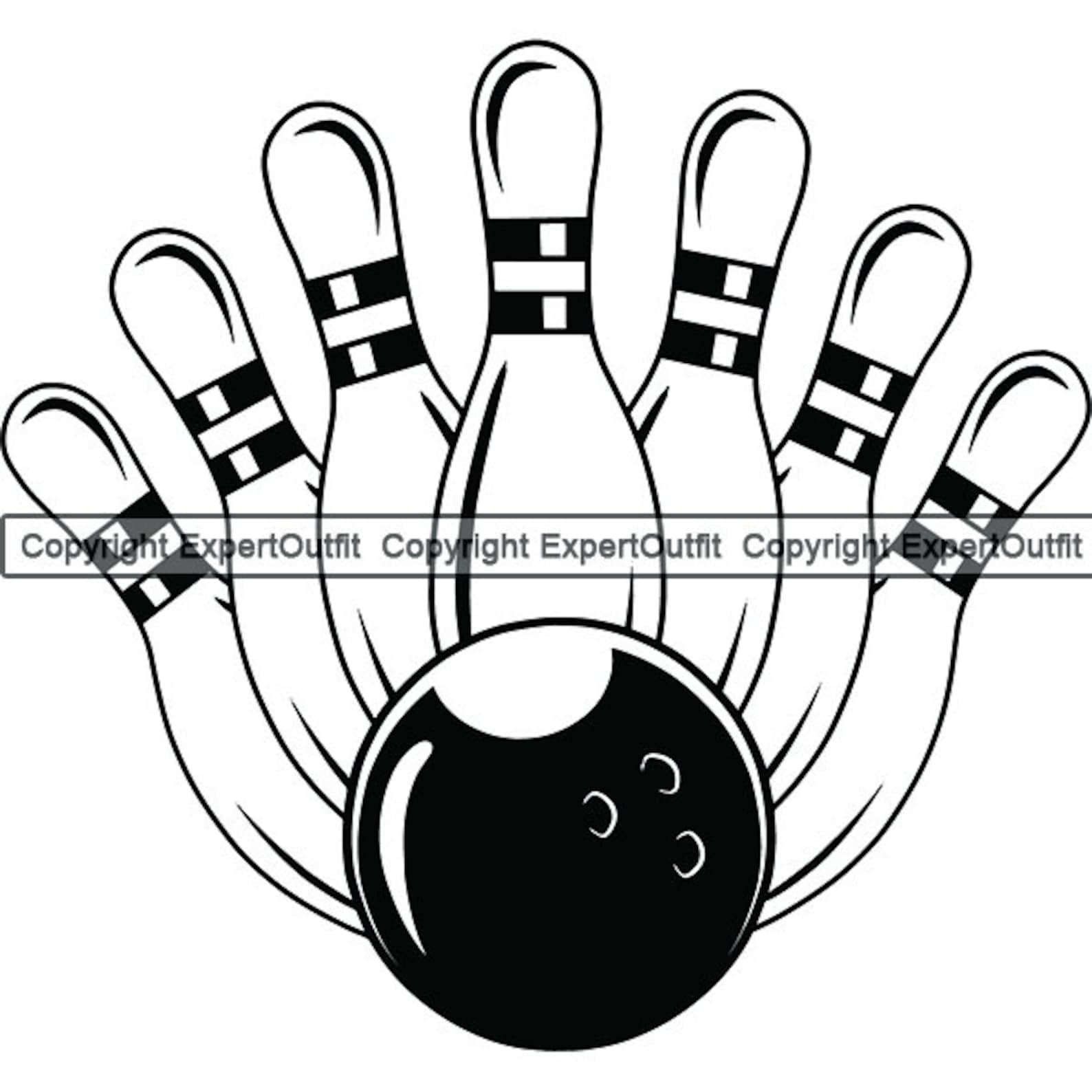 Bowling Logo Kingpin King Pin Ball Sports Bowl Game Bowler Etsy