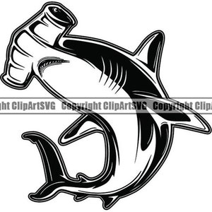 Hammerhead Shark #5 Jaws Ocean Man Eating Predator Animal Killer Fish Sea Fishing Nautical Logo .SVG .PNG Clipart Vector Cricut Cut Cutting