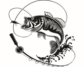 Download Bass Fishing 5 Logo Angling Fish Hook Fresh Water Hunting