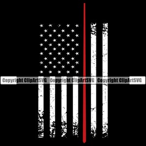 May include: A distressed American flag with a single red stripe down the center. The flag is white and black with a red stripe down the center.