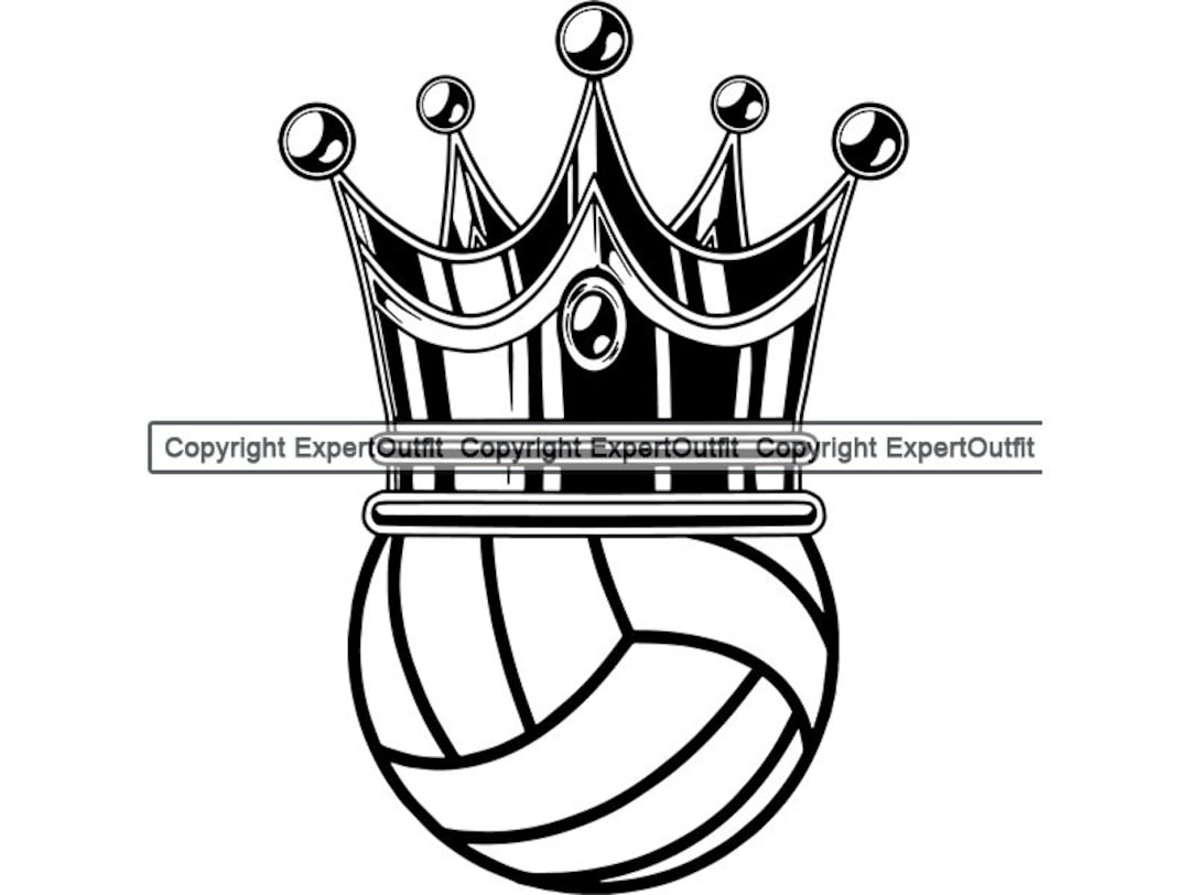 Volleyball Ball Logo Sports Game King Crown Champion Win Etsy