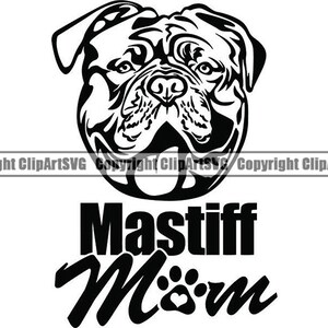 Mastiff #6 moeder liefde hond glimlachend gelukkig RAS Puppy Pedigree Bordeauxdog Bull Franse dierlijke huisdier Logo. SVG. PNG Vector Cricut Cut snijden