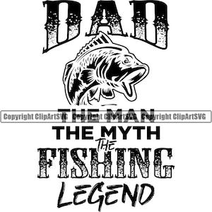 Vissen papa de mythe de legende vis Pole Bass Lake vers zout water diep sport spel Reel Design Art Logo SVG PNG clipart vector knippen snijden