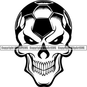 Soccer Ball Skull Skeleton Head Futball Sport Game Player Team Score Goal Design Element Logo SVG PNG Vector Cricut Clipart Cut Cutting File