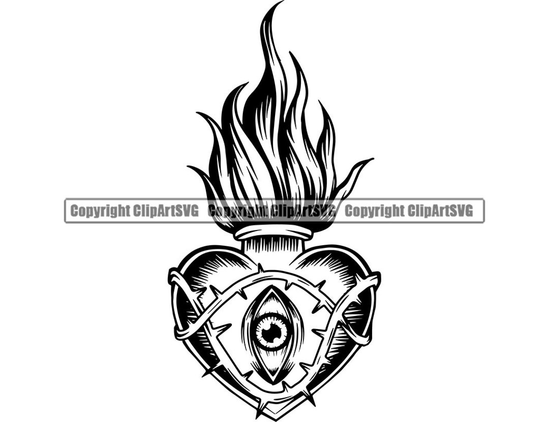 Free Traditional Sacred Heart Drawing - Download in PDF, Illustrator, EPS,  SVG, JPG, PNG