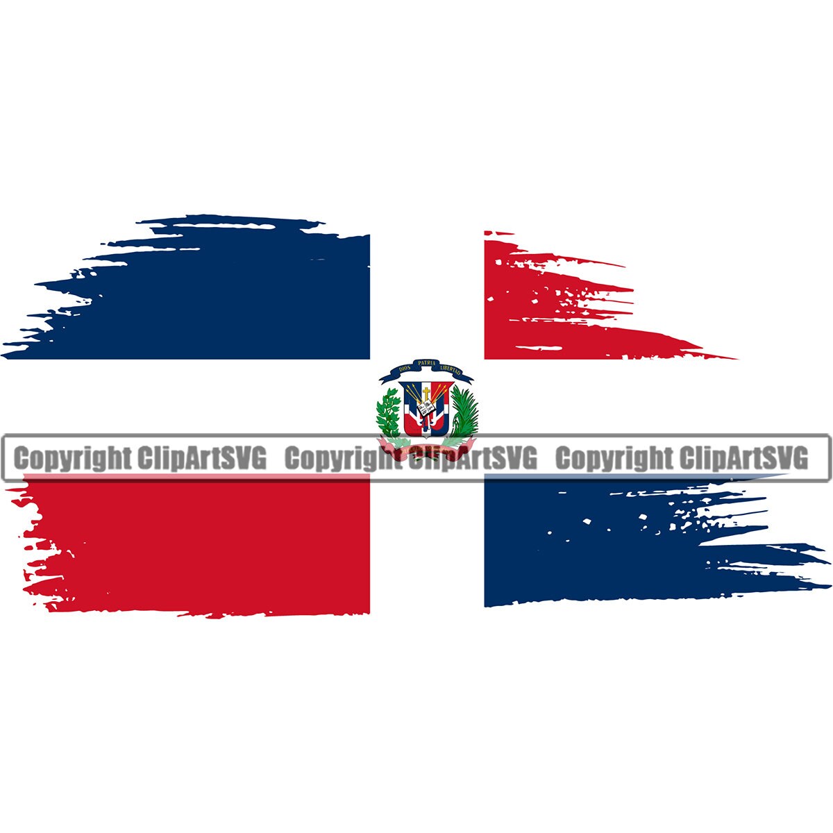 Dominican Republic Distressed Torn Ripped Flag Caribbean Island Country World National Nation Design Logo JPG PNG Clipart Vector Cut File