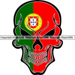 Portugal Skull Shaped Flag Portuguese Europe European Country World National Nation Love Logo Art .JPG .PNG Clip Art Design Graphic File