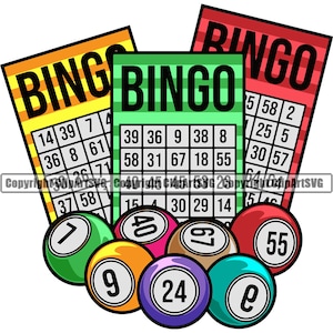 Bingo Karte Glücksspiel Glücksspiel Glückspilz Glück Lotterie Lotto Ball Keno Kasino Wette Spiel Logo SVG PNG Clipart Vektor Schneiden Schneiden Datei