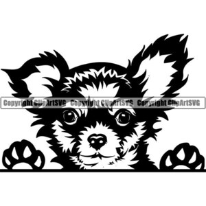 Chihuahua #68 Peeking Dog Puppy Breed K-9 Animal Pet Hound Lap Teacup Mexican Design Logo .SVG .EPS .PNG Clipart Vector Cricut Cut Cutting