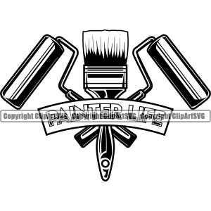 Pittore Vita Pittura Pennello Rullo Può Tuttofare Lavoro Operaio Lavoro Costruire Costruzione Silhouette Design Logo SVG PNG Clipart Taglio vettoriale