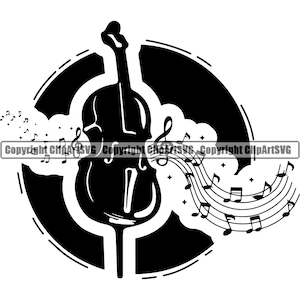 Musik Noten Cello Violine Jazz String Musik Musikinstrument Klassik Element Künstler Art Design Logo SVG PNG Vektor Clipart Schneiden Schneiden
