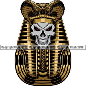 Egyptische Egypte schedel farao koning gouden Cobra kroon Monument piramides farao land natie Design Logo SVG PNG Vector Clipart knippen snijden