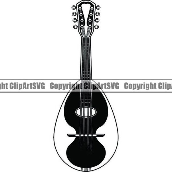 Mandolin #1 Mandolin Music Instrument Acoustic Folk String Isolate Music Sound Guitar Mandaline .SVG . PNG Clipart Vector Cricut Cutting