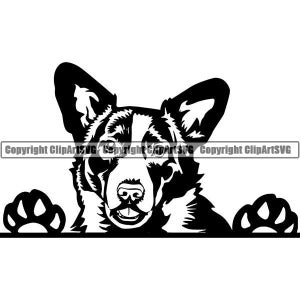Cardigan Welsh Corgis #5 Spähen Welpe Hunderasse Pedigree Hund Reinrassiges Haustier Pembroke Tier Logo.SVG.PNG Clipart Vektor Cricut Cut Cutting