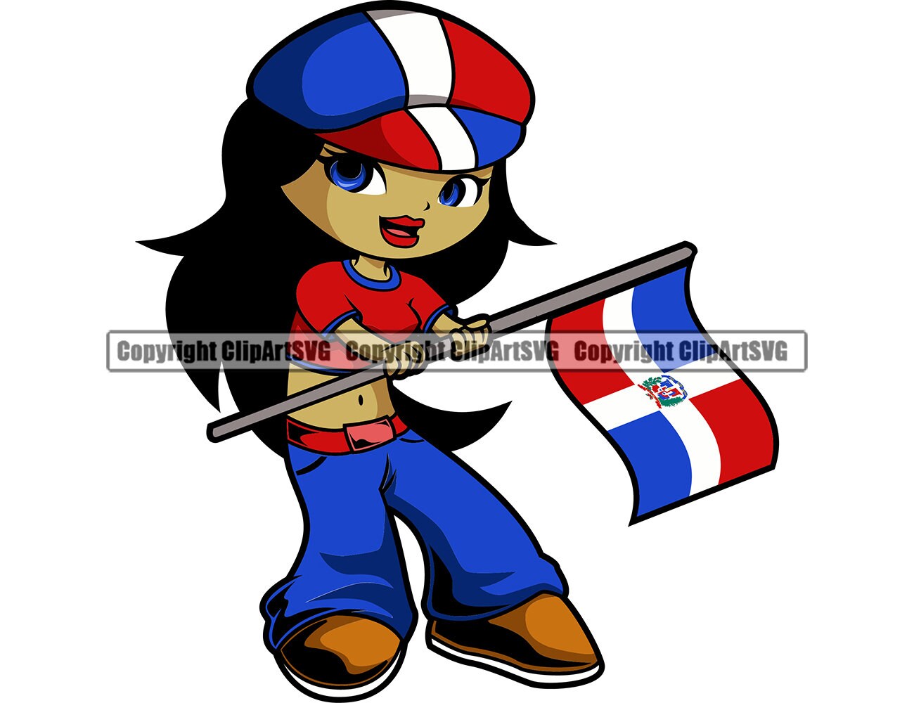 Dominican Republic Cute Little Girl Flag Country World Nation Etsy España