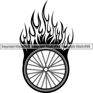 Fiets Logo #6 Wiel Fire Flames Band Rim Spoke Cycle Cycling Bike Beach Cruiser Race Freestyle Racing. SVG. EPS Vector Cricut Cut Cutting